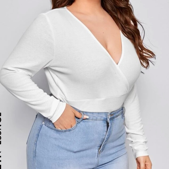 Plus Surplice Neck Rib-knit tee - Picture 3 of 4